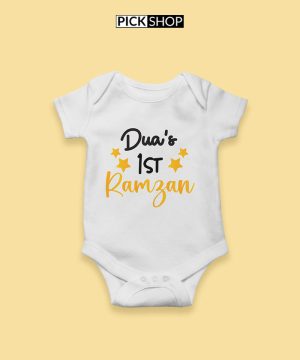 Custom Name 1st Ramzan White Romper